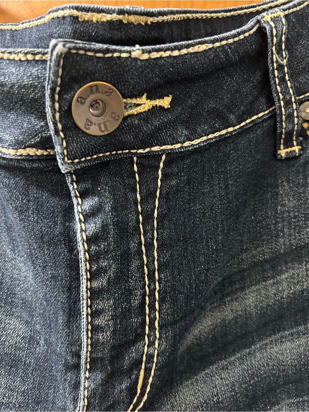 Denim Roll-Cuff Women's Shorts - Dark Blue by A.N.A. - Picture 2 of 4